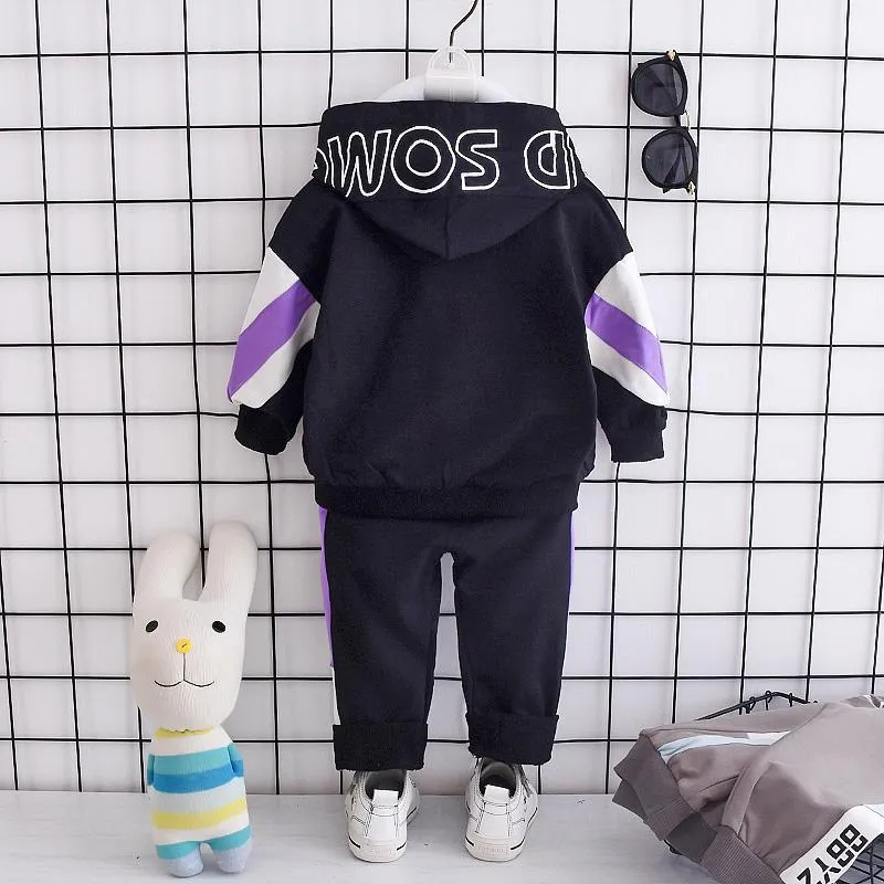 2-piece Color-block Hoodie & Pants for Children Boy