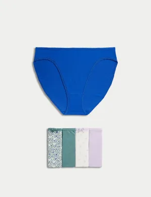 5pk Cotton Lycra High Leg Knickers