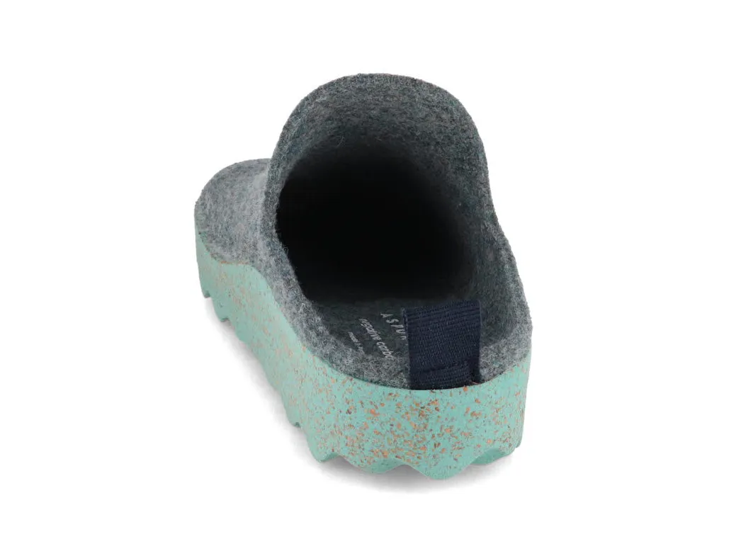 ASPORTUGUESAS Women Felt Clogs 'Come', gray blue