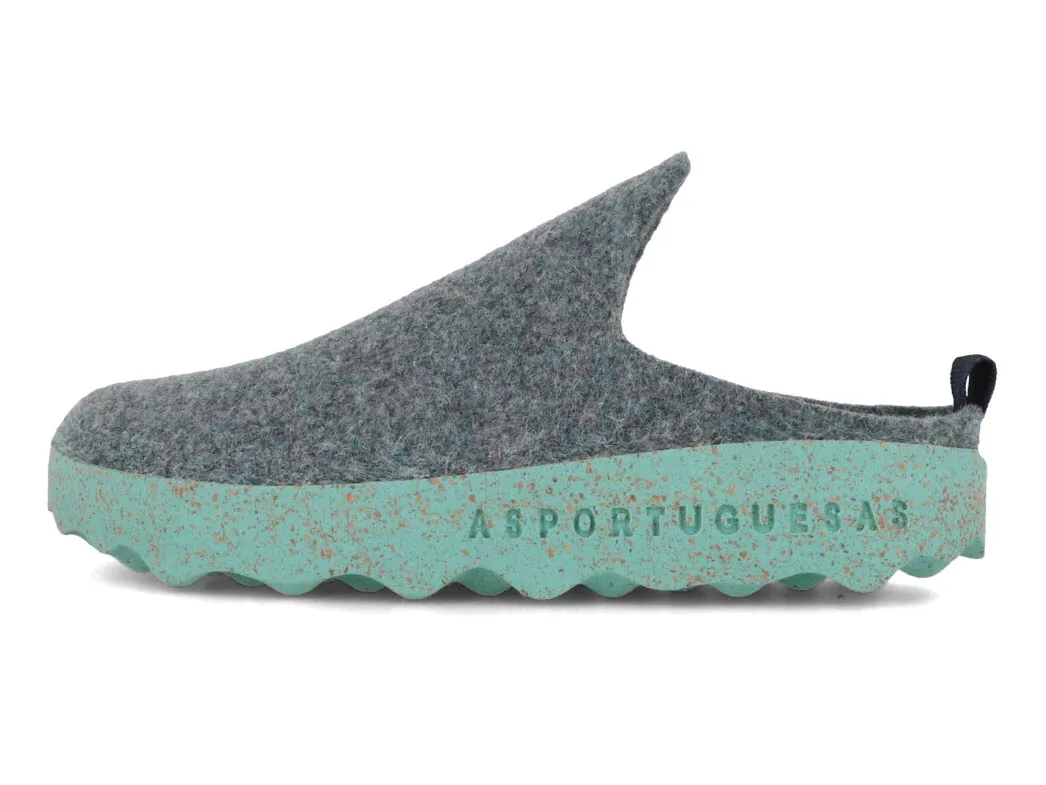 ASPORTUGUESAS Women Felt Clogs 'Come', gray blue