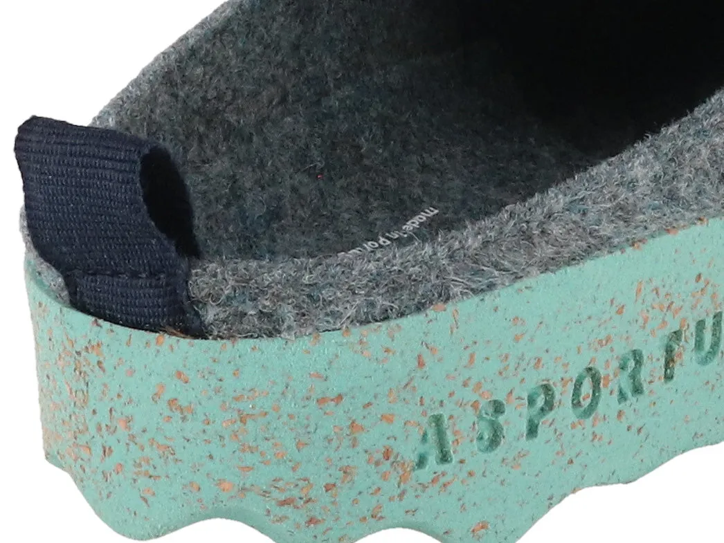 ASPORTUGUESAS Women Felt Clogs 'Come', gray blue