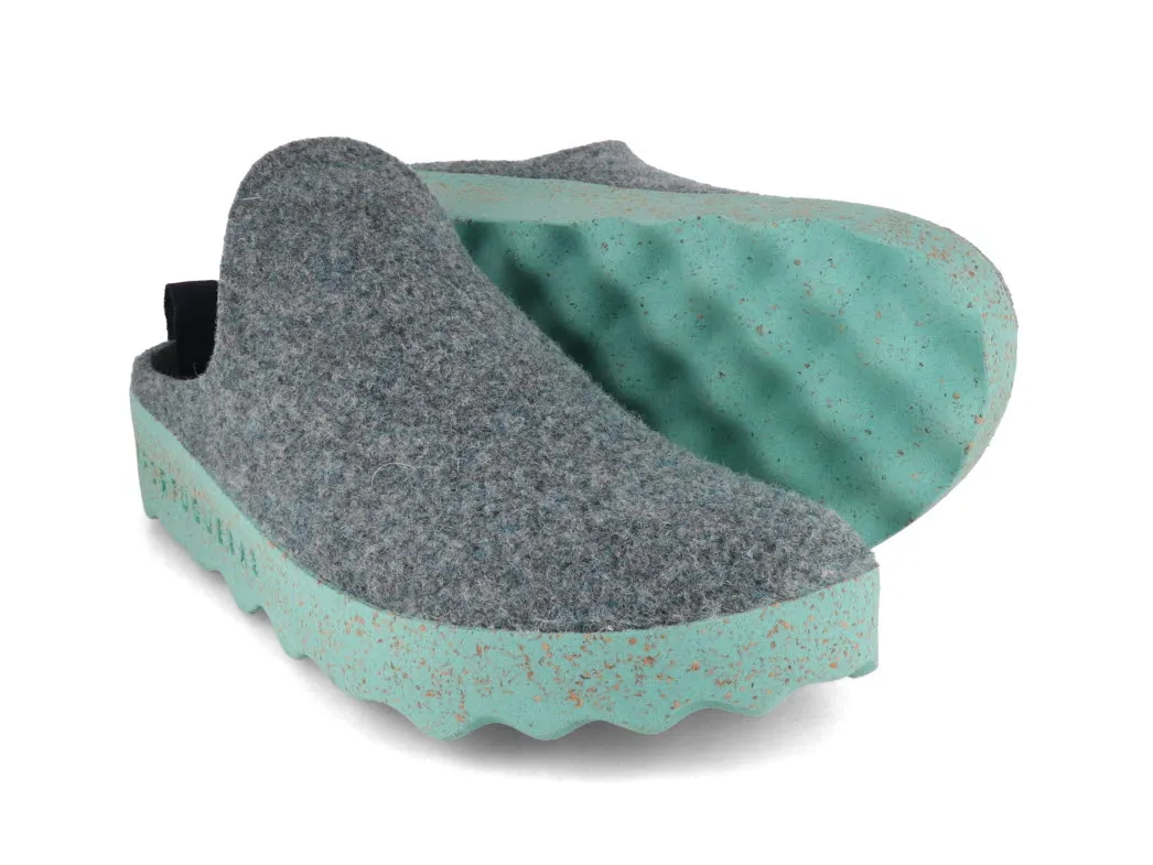 ASPORTUGUESAS Women Felt Clogs 'Come', gray blue