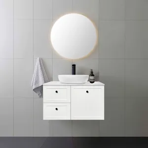 AUSTIN 900mm Wall Hung Bathroom Vanity (Left Hand)   Bliss Stone Top