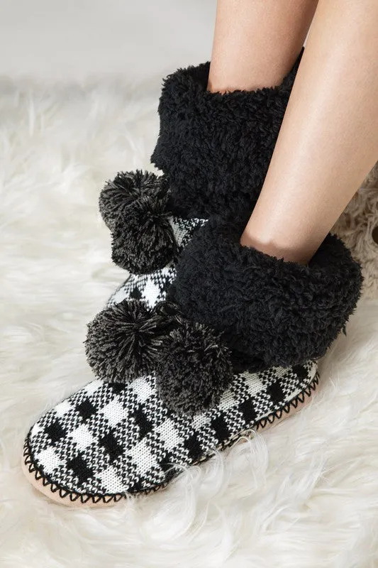 Black Buffalo Plaid Slippers