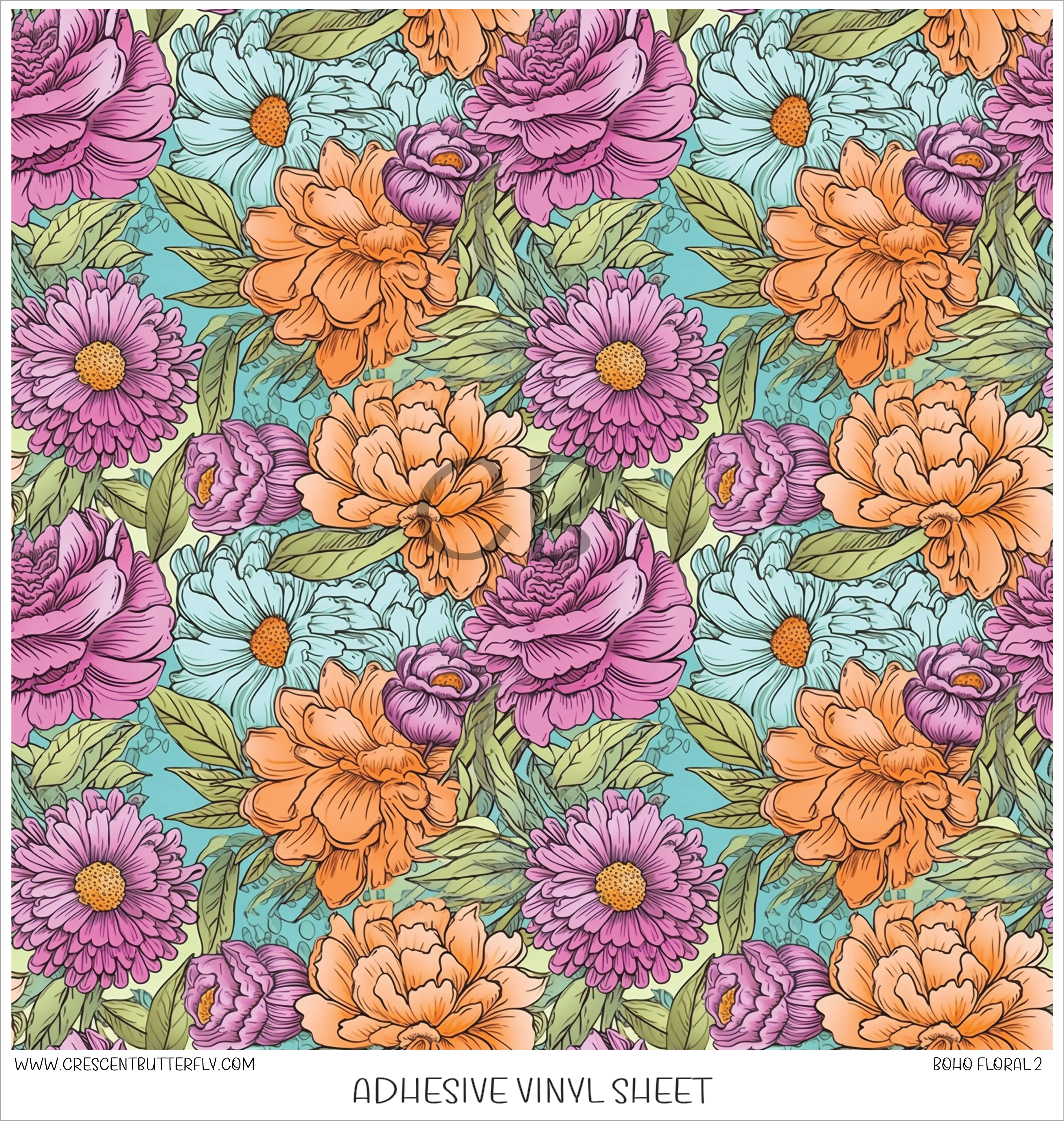 Boho Floral 2 Printed Vinyl Sheet/Wrap