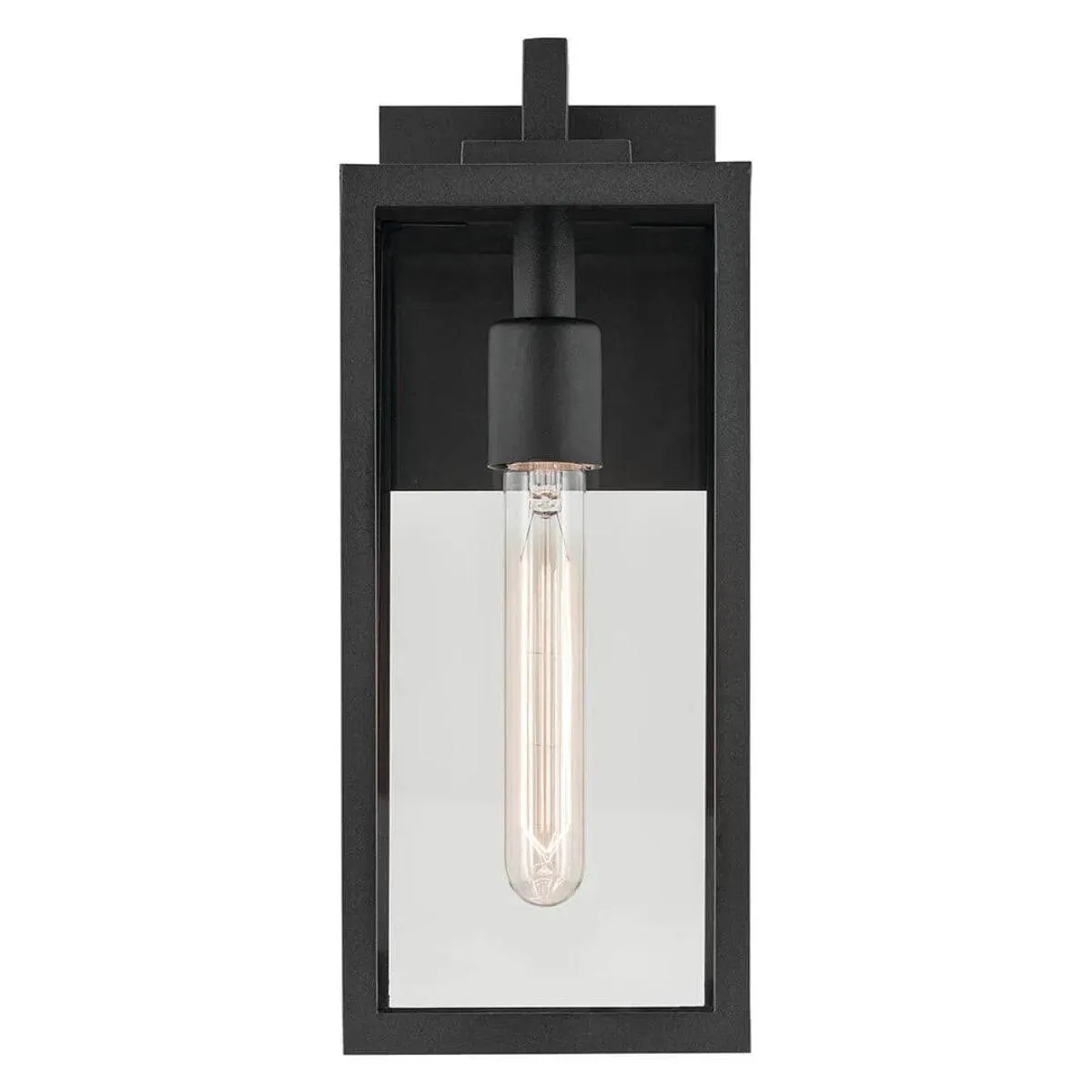 Branner 14 In 1-Light Outdoor Wall Light with Clear Glass, Black Finish