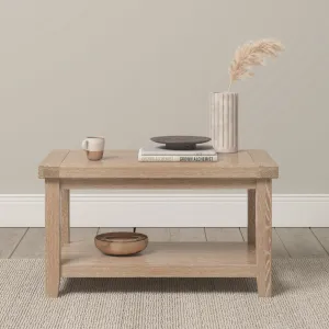 Burford Large Coffee Table with Shelf in Natural Oak