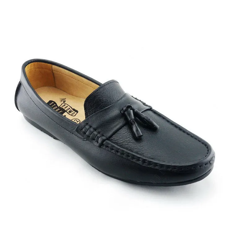 Comfy Tassel Loafer Wrinkle Soft Black