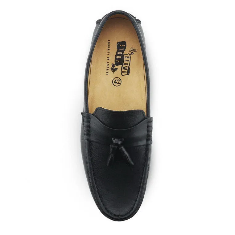 Comfy Tassel Loafer Wrinkle Soft Black