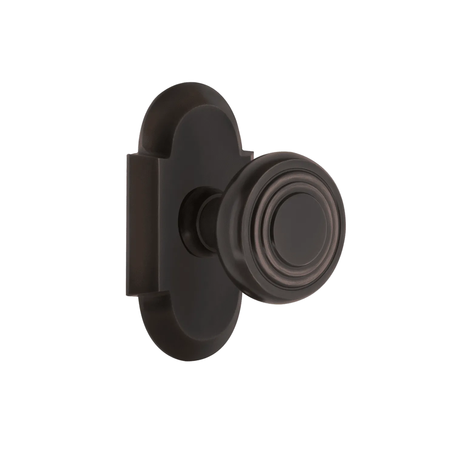 Cottage Short Plate with Deco Knob in Timeless Bronze