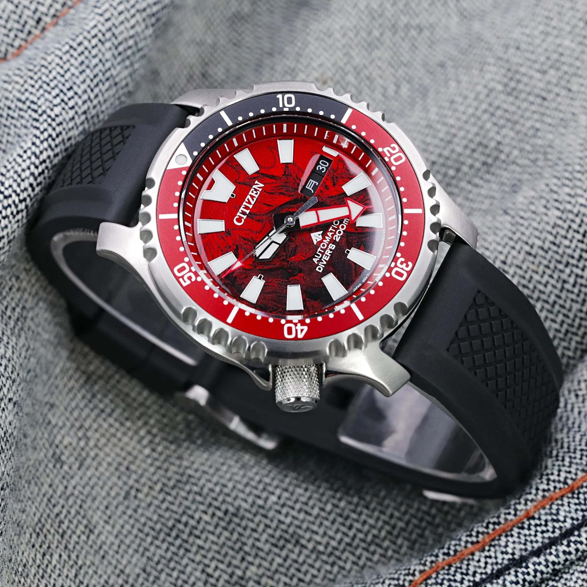 Crisscross Black FKM Quick Release Rubber Strap, 20mm or 22mm