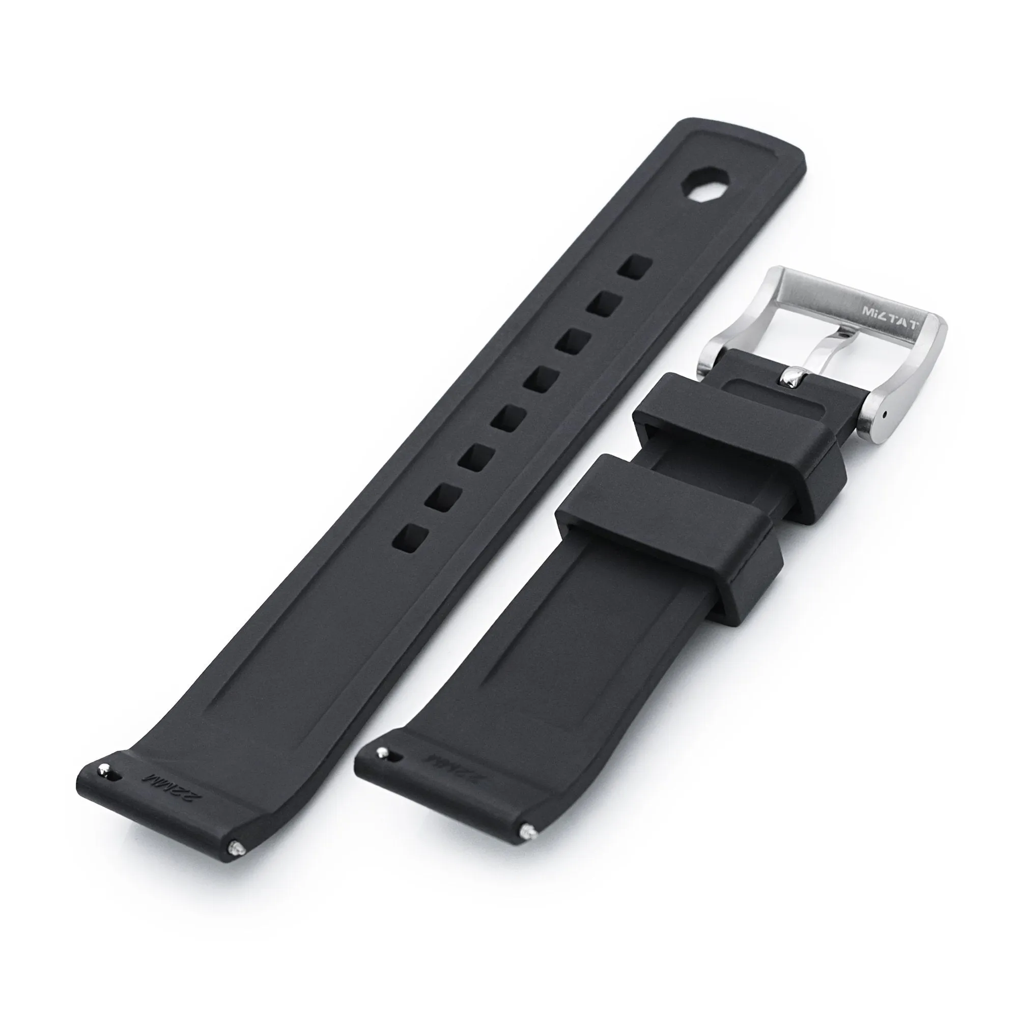 Crisscross Black FKM Quick Release Rubber Strap, 20mm or 22mm