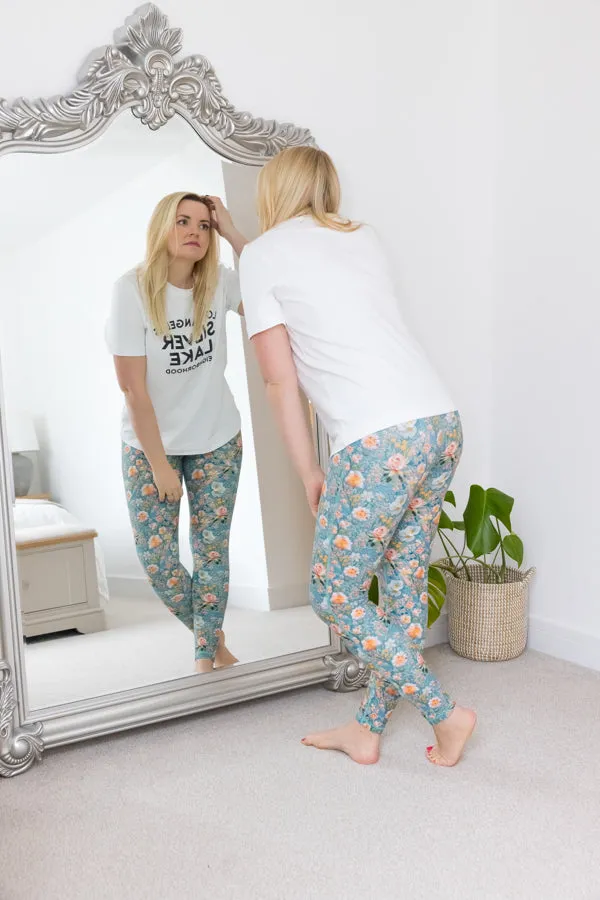 Duck Egg Embroidery Print 2 Pocket Full Leggings