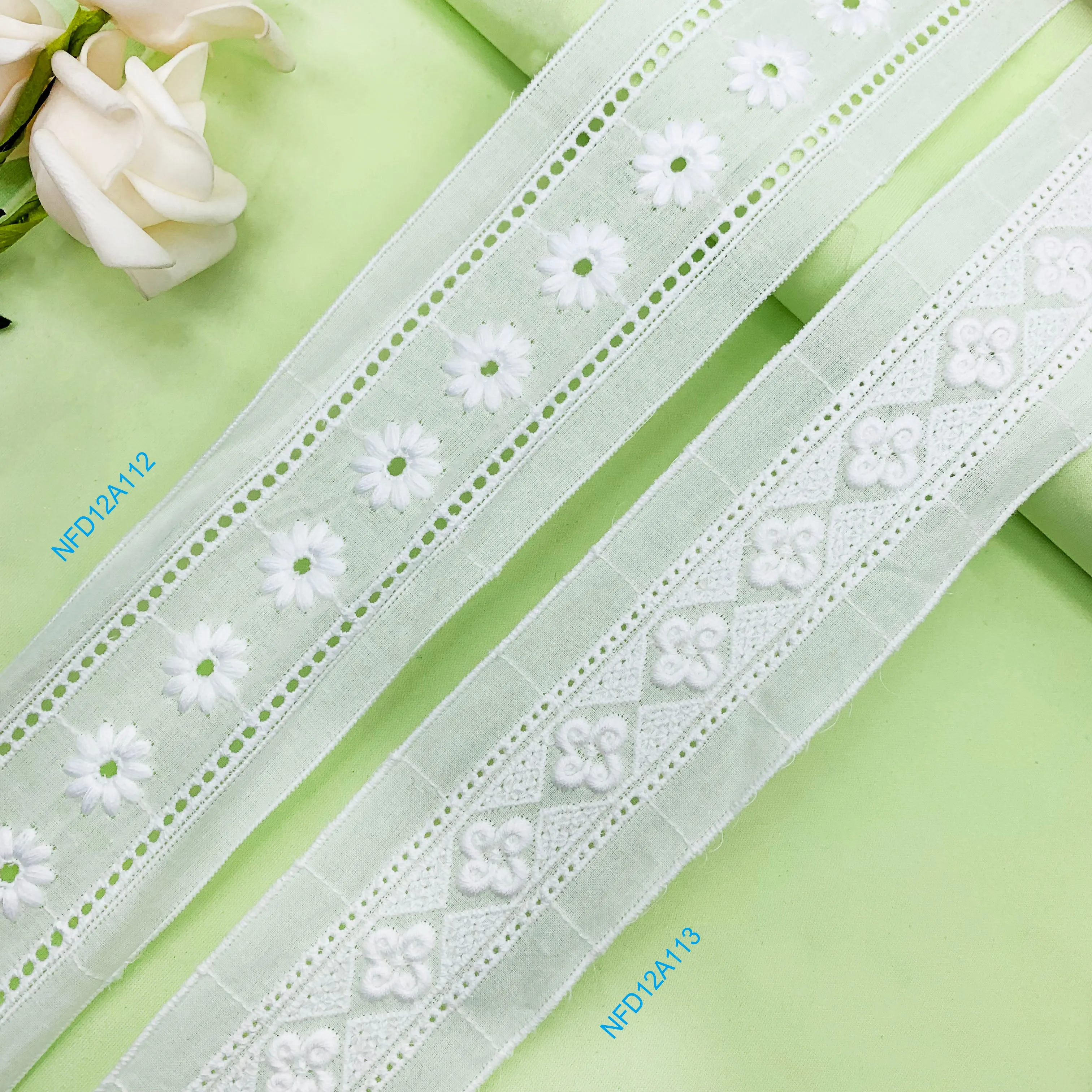 Embroidery lace with cotton fabric NFD12A112-113