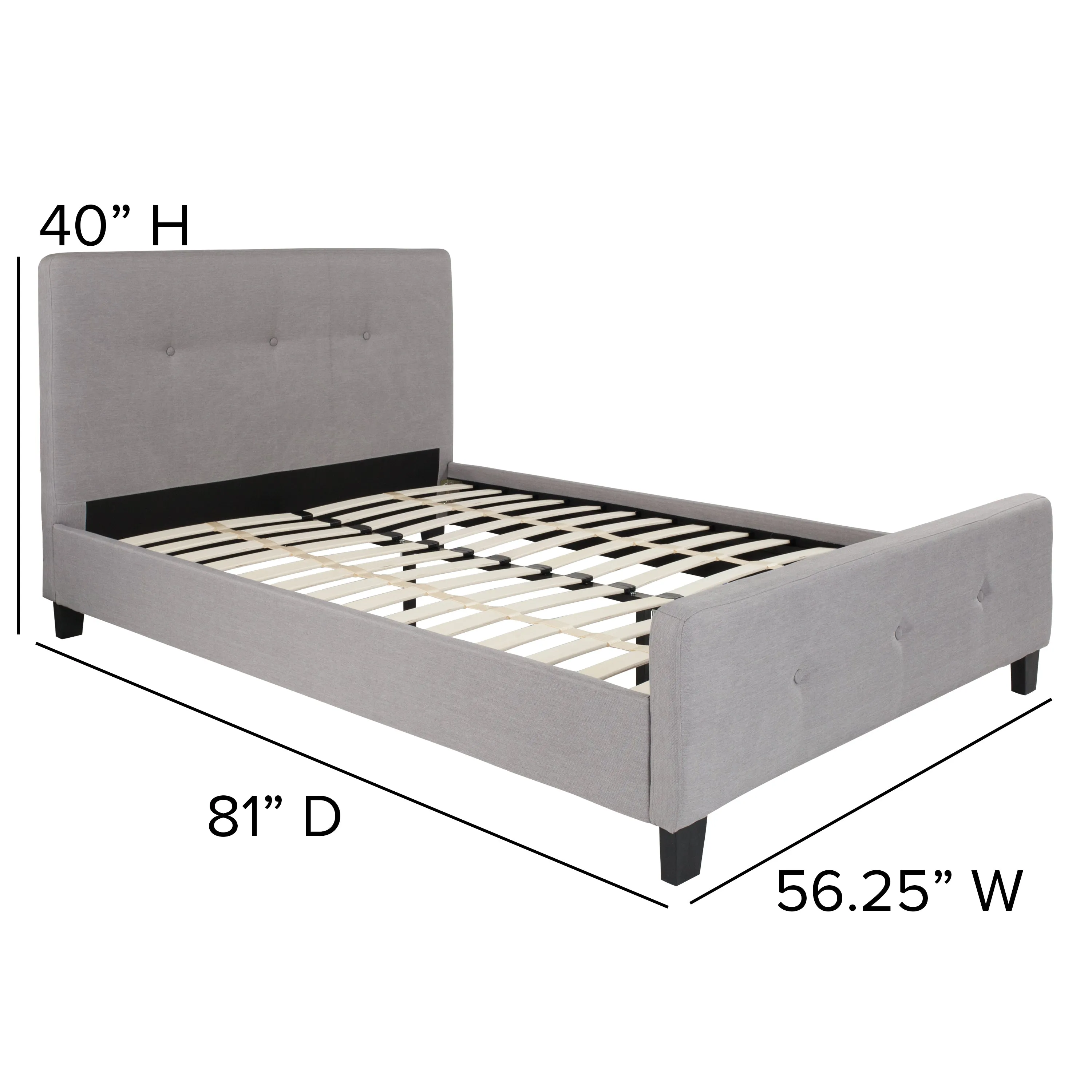 Full Platform Bed Set-Gray HG-BM10-26-GG