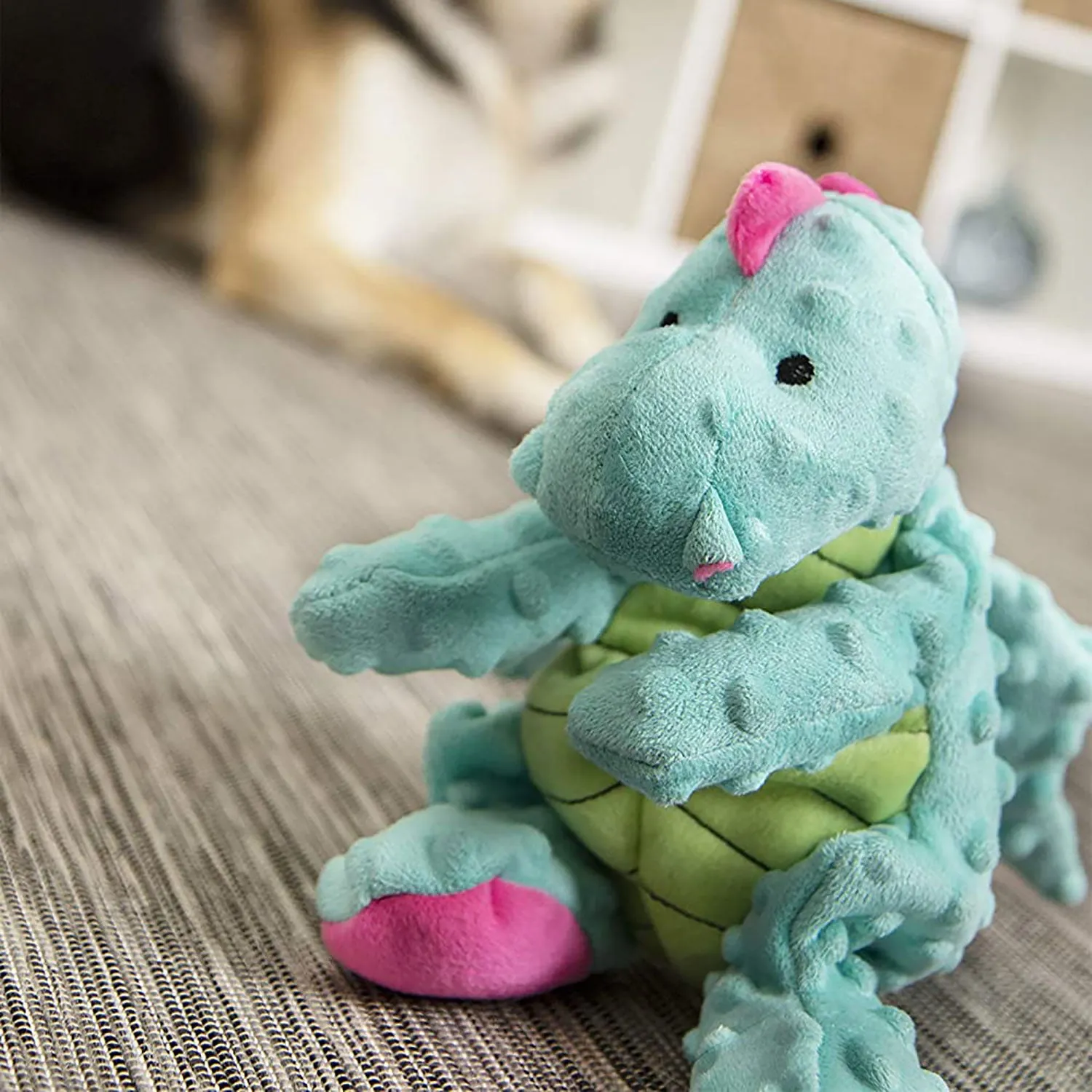 GoDogs Durable Turquoise Dragon Dog Toy