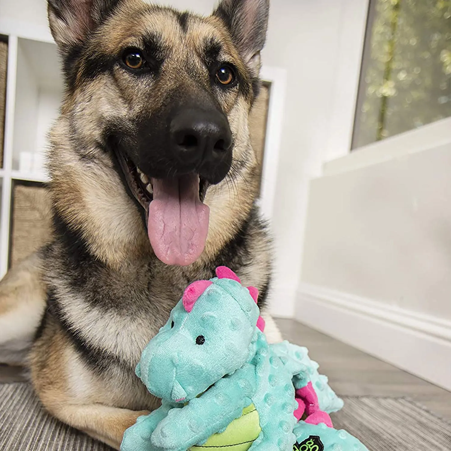 GoDogs Durable Turquoise Dragon Dog Toy