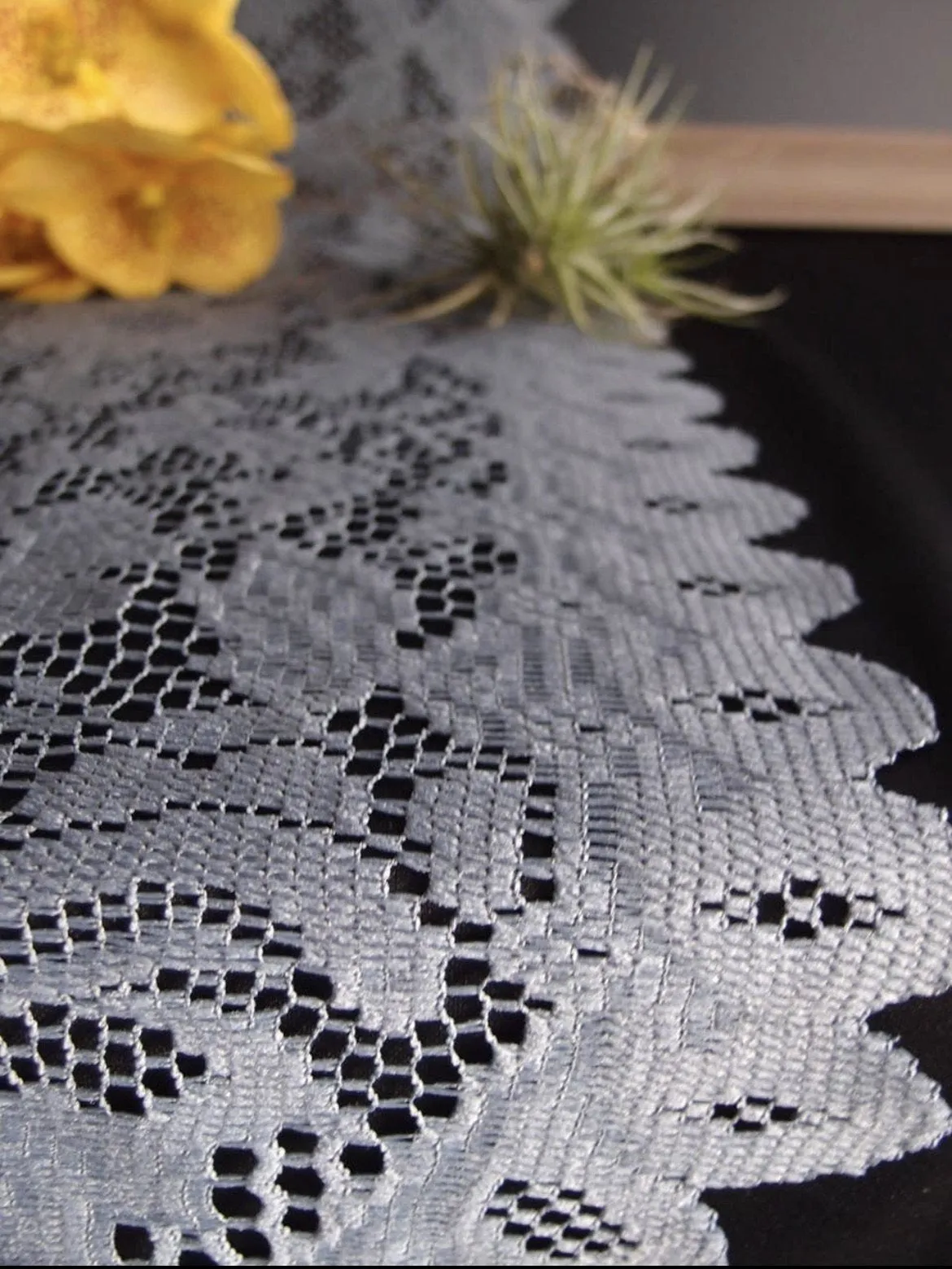 Gray Lace Table Runner