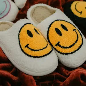 Katydid Happy Face Slippers in White FINAL SALE