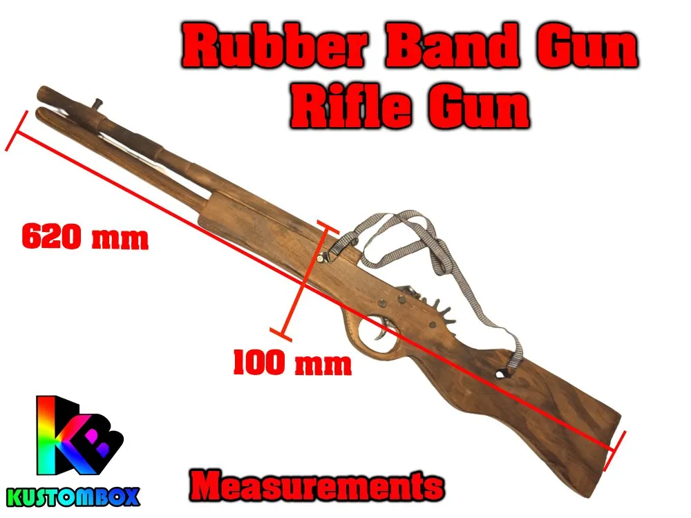 Long Barrel Wooden Rifle Gun- Rubber Band  Launcher Timber x 2 pc
