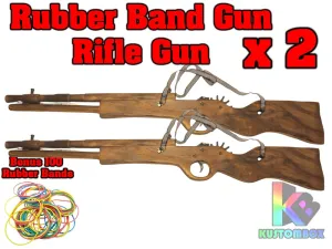 Long Barrel Wooden Rifle Gun- Rubber Band  Launcher Timber x 2 pc