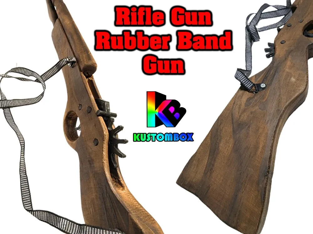 Long Barrel Wooden Rifle Gun- Rubber Band  Launcher Timber x 2 pc