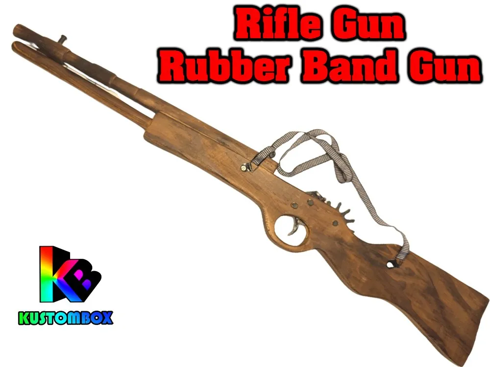 Long Barrel Wooden Rifle Gun- Rubber Band  Launcher Timber x 2 pc