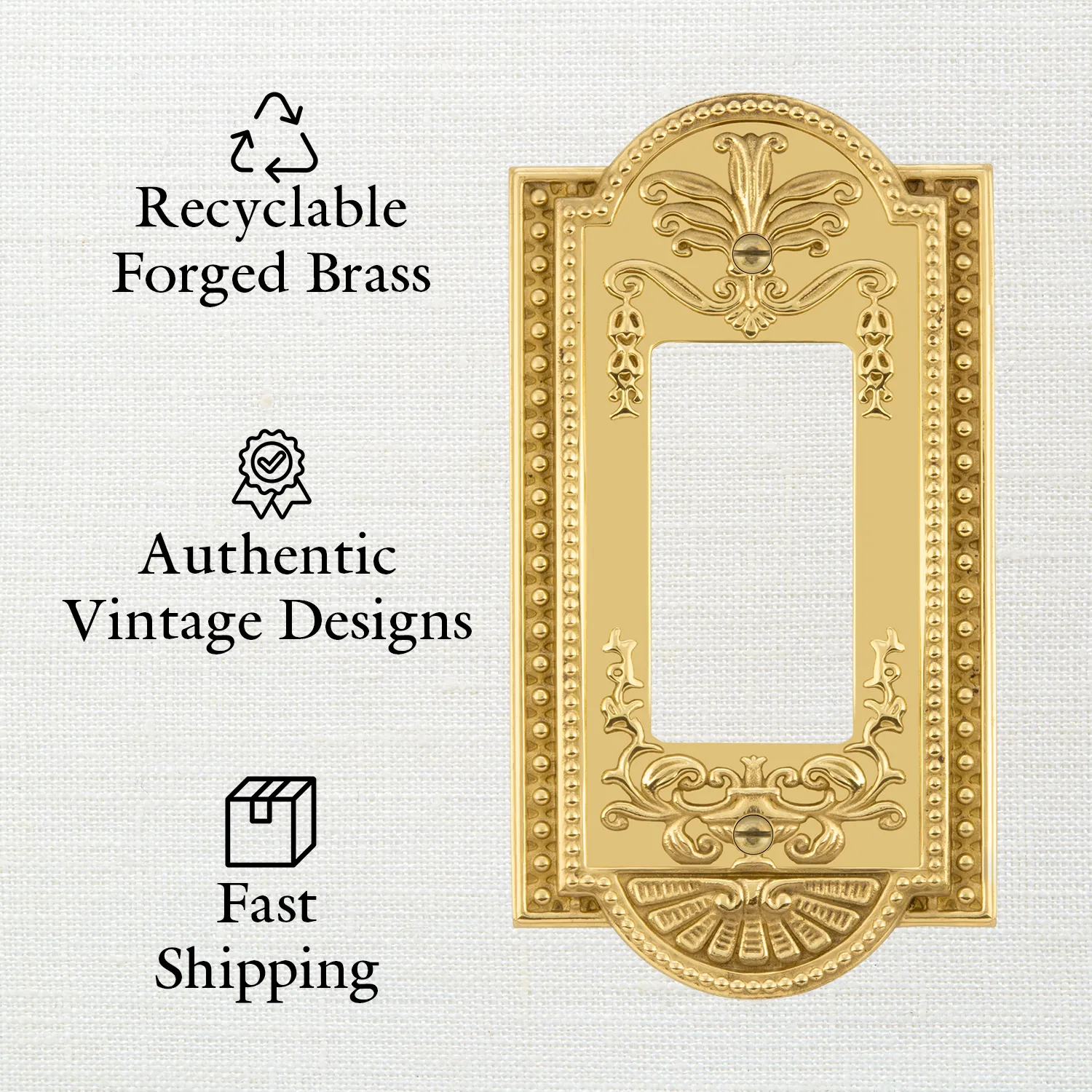 Meadows Switch Plate with Double Rocker in Polished Brass
