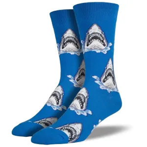 Men's Shark Attack Shark Jaws Socks, Blue