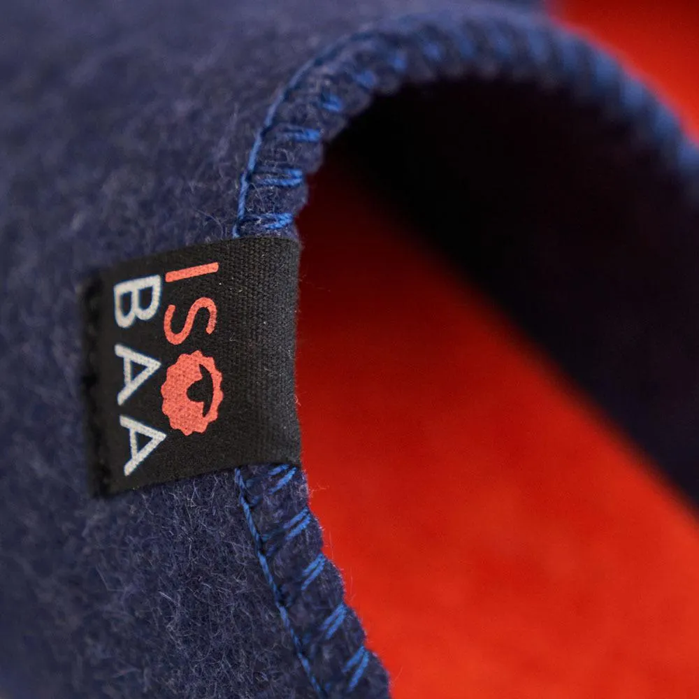 Merino Wool Blend Slippers (Navy/Orange)