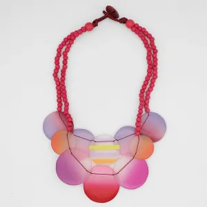 Pink Fantasy Circle Bead Bib Necklace