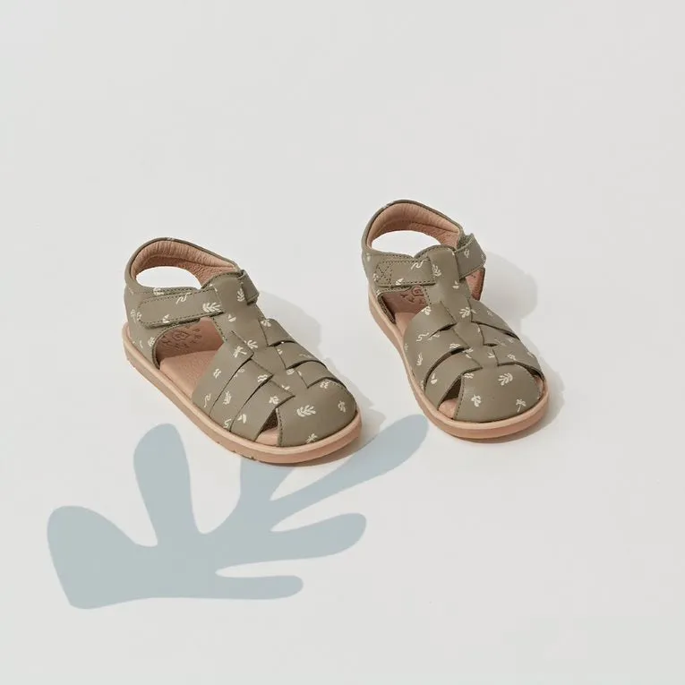 Pretty Brave Rocco Closed Toe Reef Green Leather Sandal 29-31