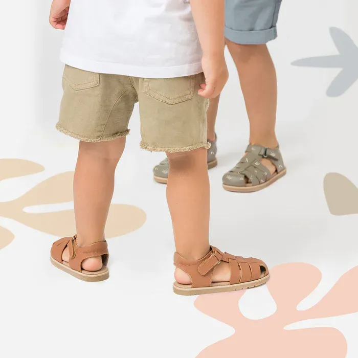 Pretty Brave Rocco Closed Toe Tan Leather Sandal 29-31