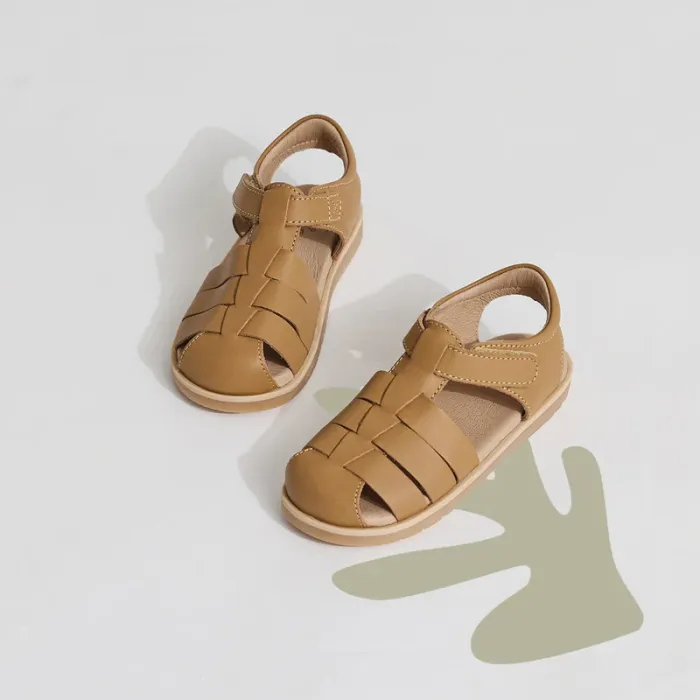 Pretty Brave Rocco Closed Toe Tan Leather Sandal 29-31