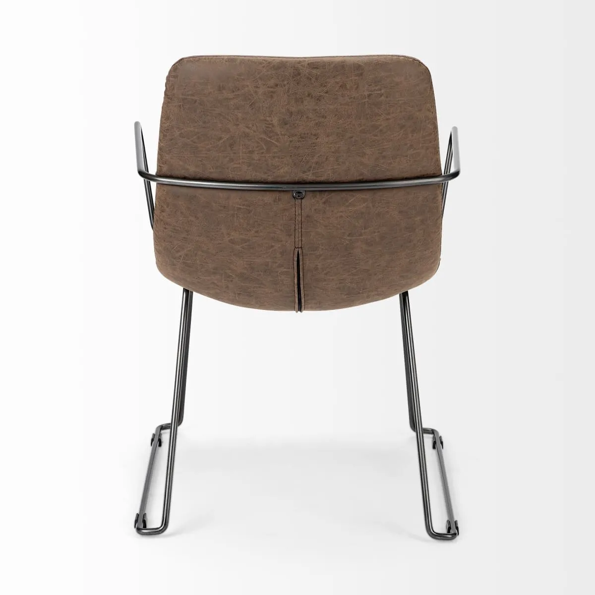 Sawyer Dining Chair Brown Faux Leather | Black Metal (Armchair)