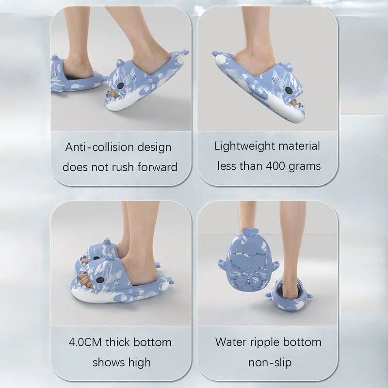 Shark Slippers Tie Dye Bathroom Slippers Couple House Shoes For Women