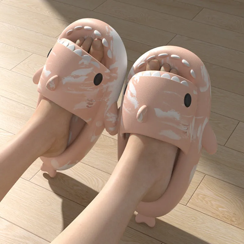 Shark Slippers Tie Dye Bathroom Slippers Couple House Shoes For Women