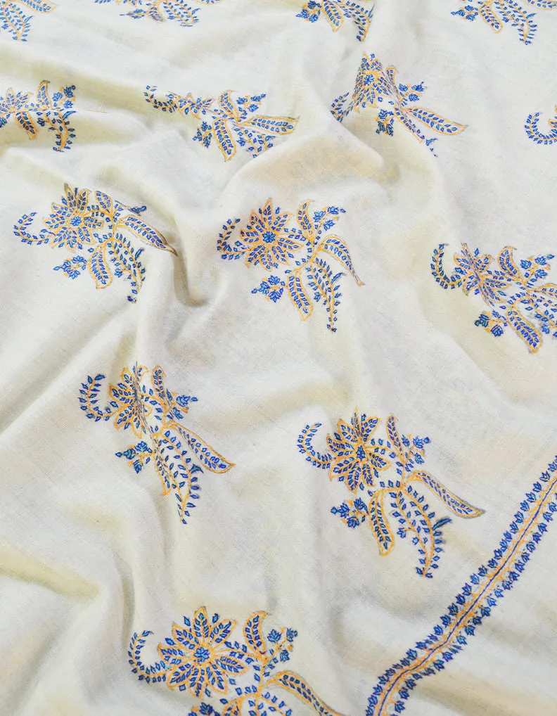 white booti embroidery Pashmina shawl 8666