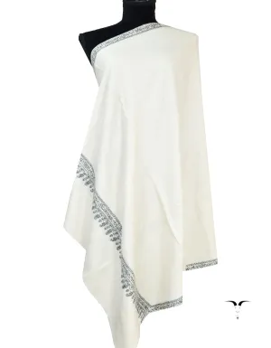 white embroidery pashmina shawl 8535