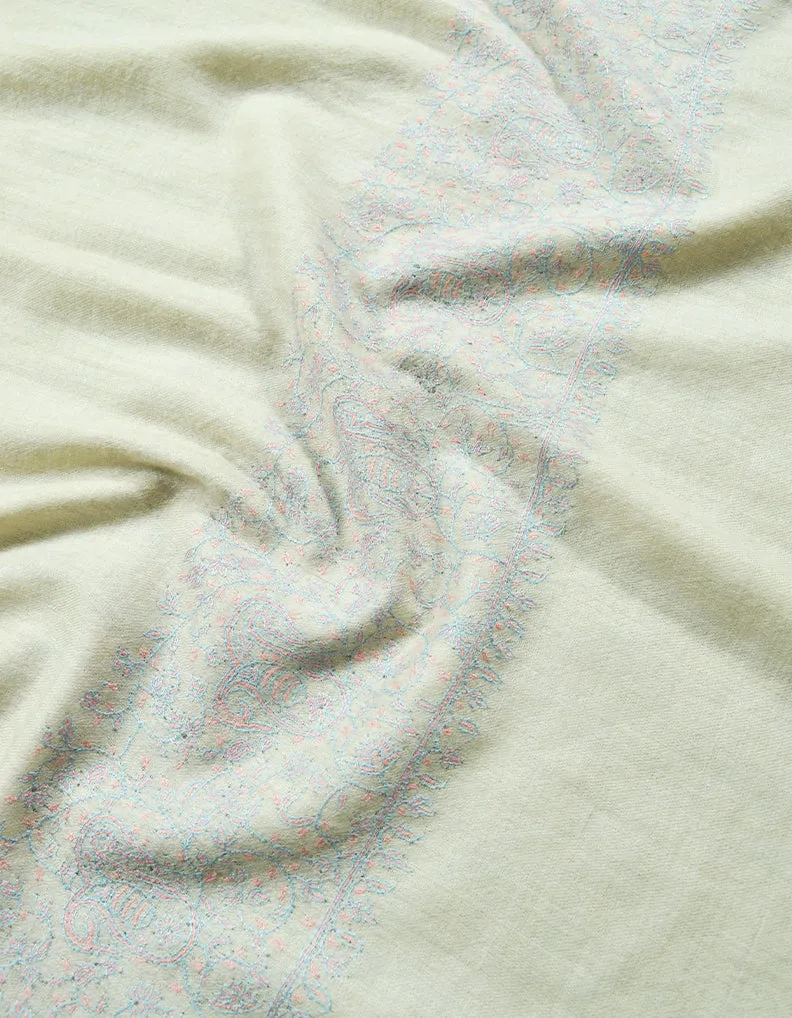 white Embroidery Pashmina Stole 7822