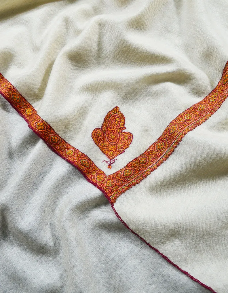 white Embroidery Pashmina Stole 7835