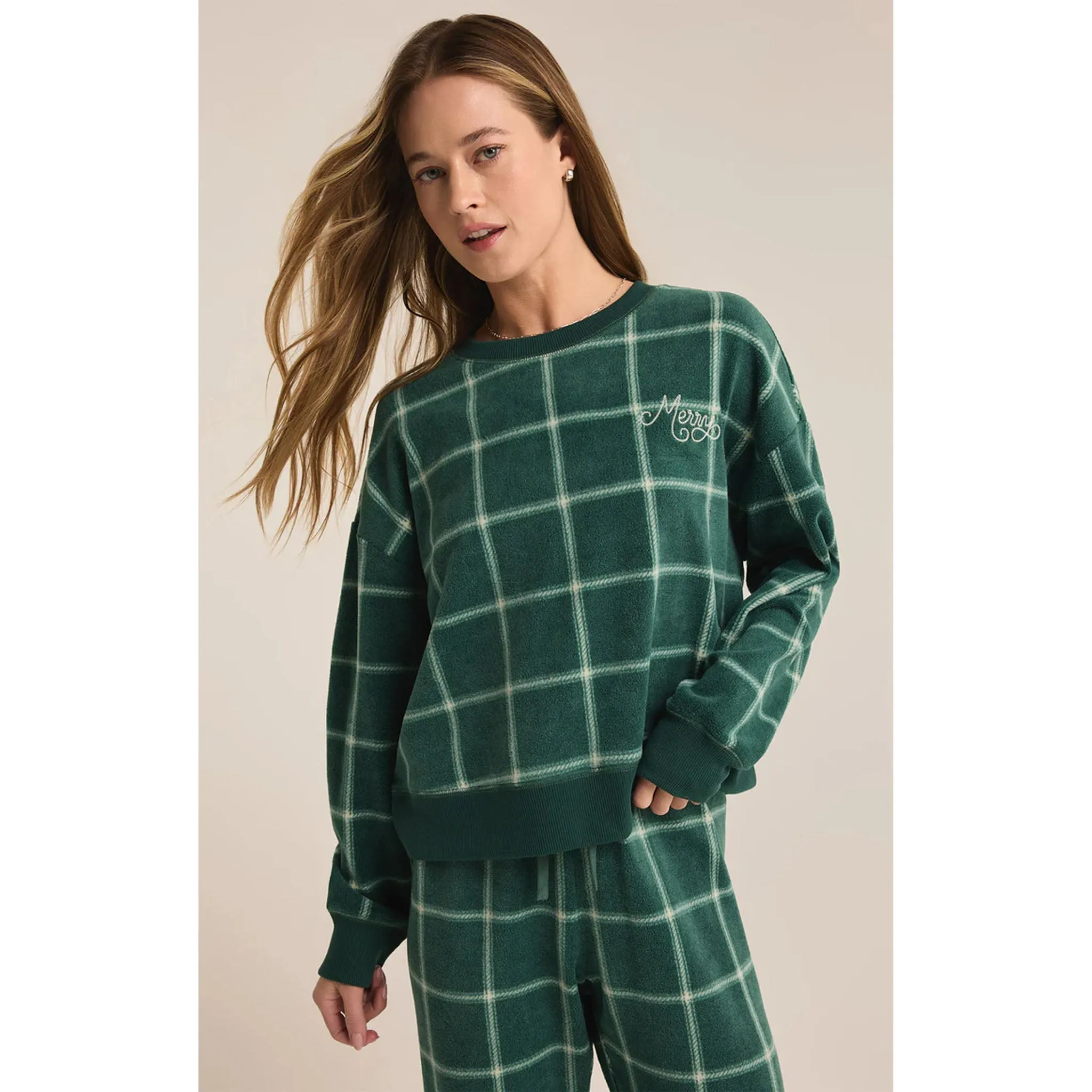 Z Supply Plaid LS Top in Noble Fir